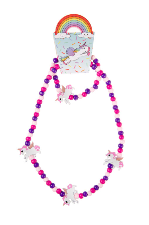 WOODEN UNICORN NECKLACE W BRACELET