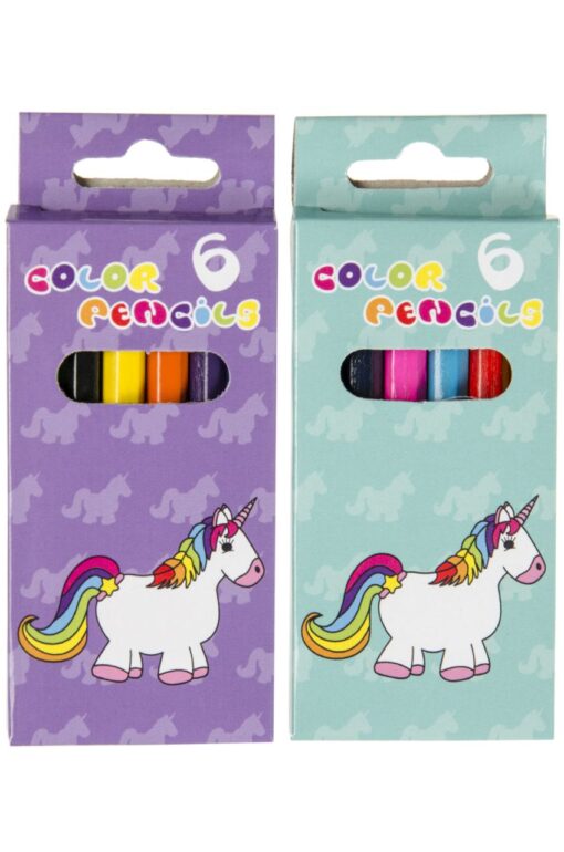 COL PENCILS 6PCS SHORT UNICORN