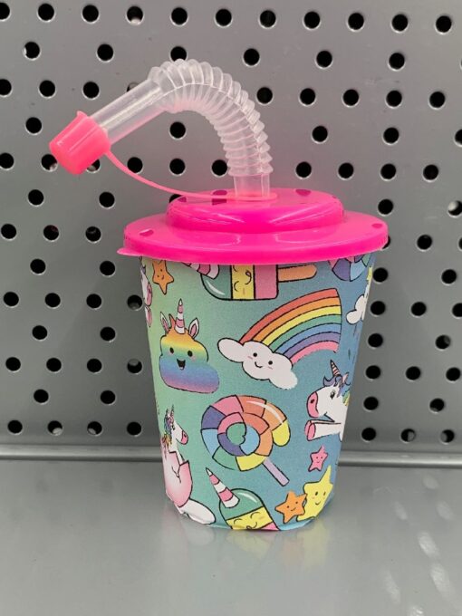 3D CUP W STRAW & LID. UNICORN