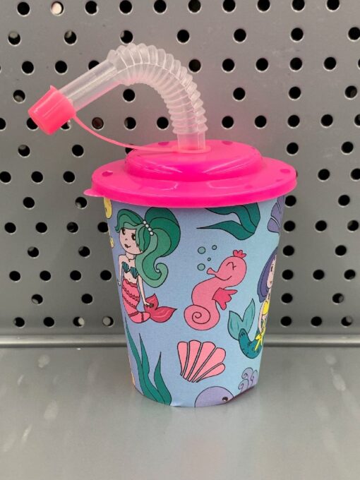 3D CUP W STRAW & LID. MERMAID