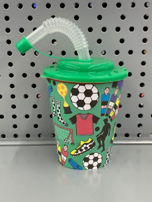 3D CUP W STRAW & LID. FOOTBALL