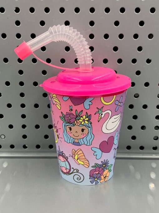 3D CUP W STRAW & LID. PRINCESS