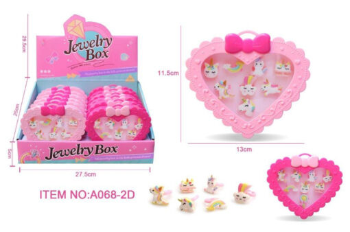 8PCS SOFT UNICORN RING IN GIFT BOX