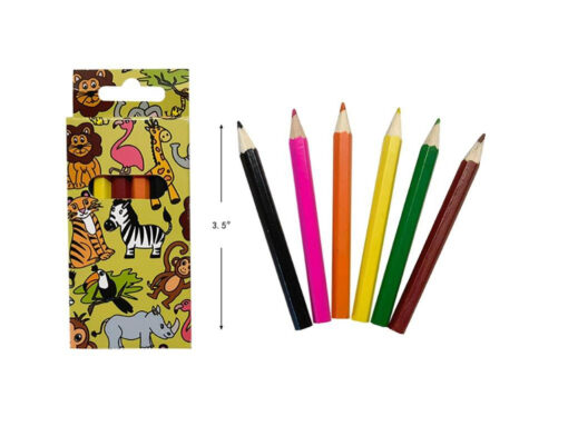 COL PENCILS 6PCS SHORT WILD ANIMALS