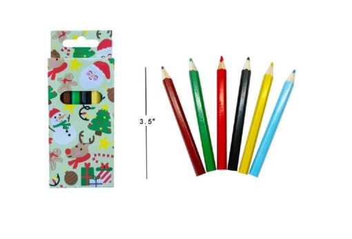 COL PENCILS 6PCS SHORT CHRISTMAS