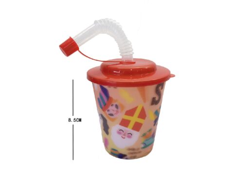 3D CUP W STRAW & LID SINTERKLAAS
