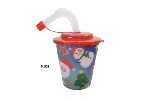 3D CUP W STRAW & LID CHRISTMAS