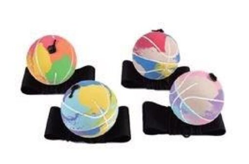 BOUNCE BALL W WRISTBAND BASKET STYLE 6CM