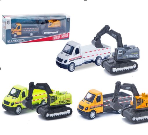 DIECAST TRUCK & EXCAVATOR PULL BACK