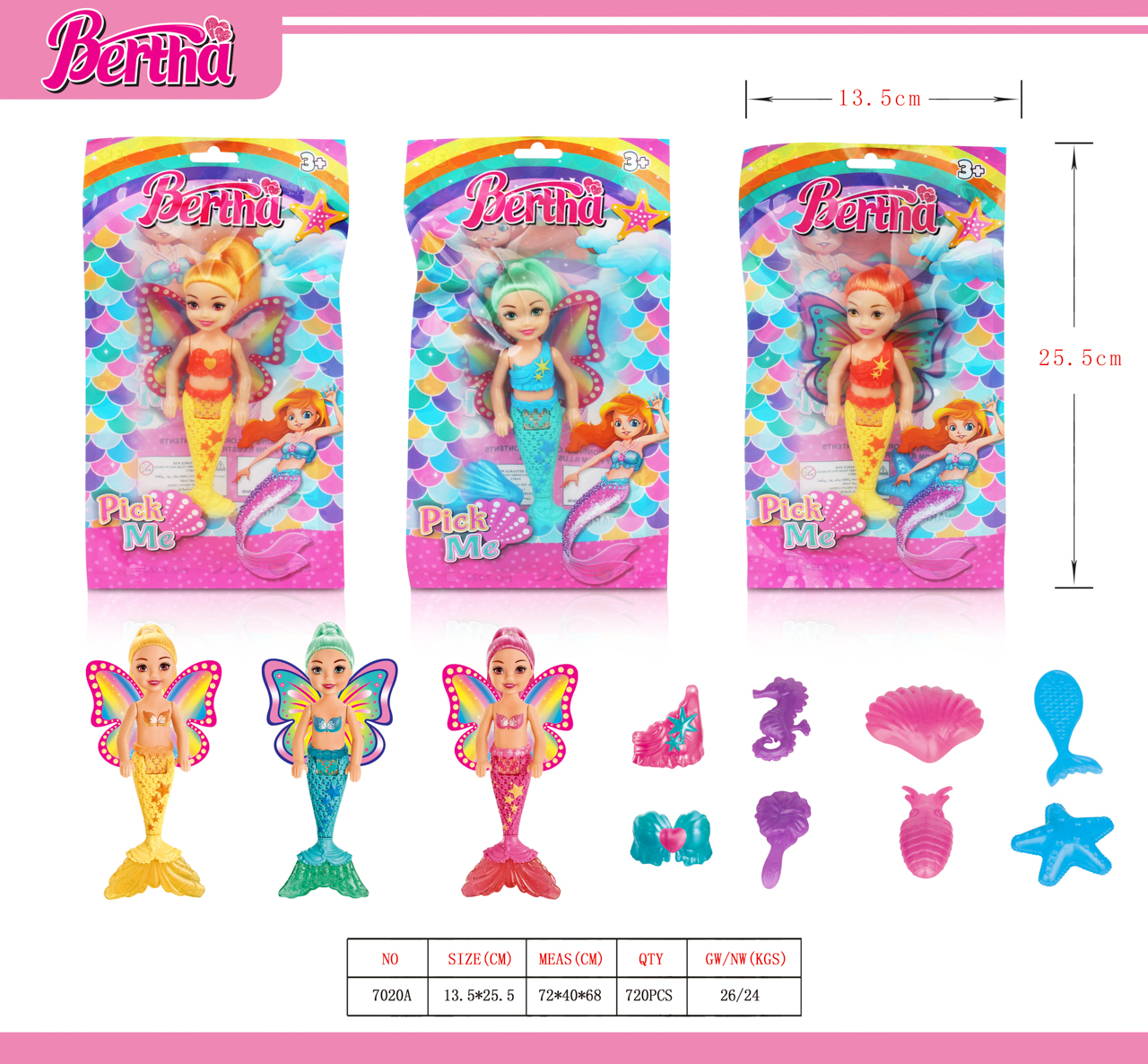 MERMAID W WINGS & ACCESSOIRES IN COLOR BAG