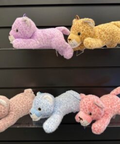 PLUSH. LYING LEOPARD W BEANS